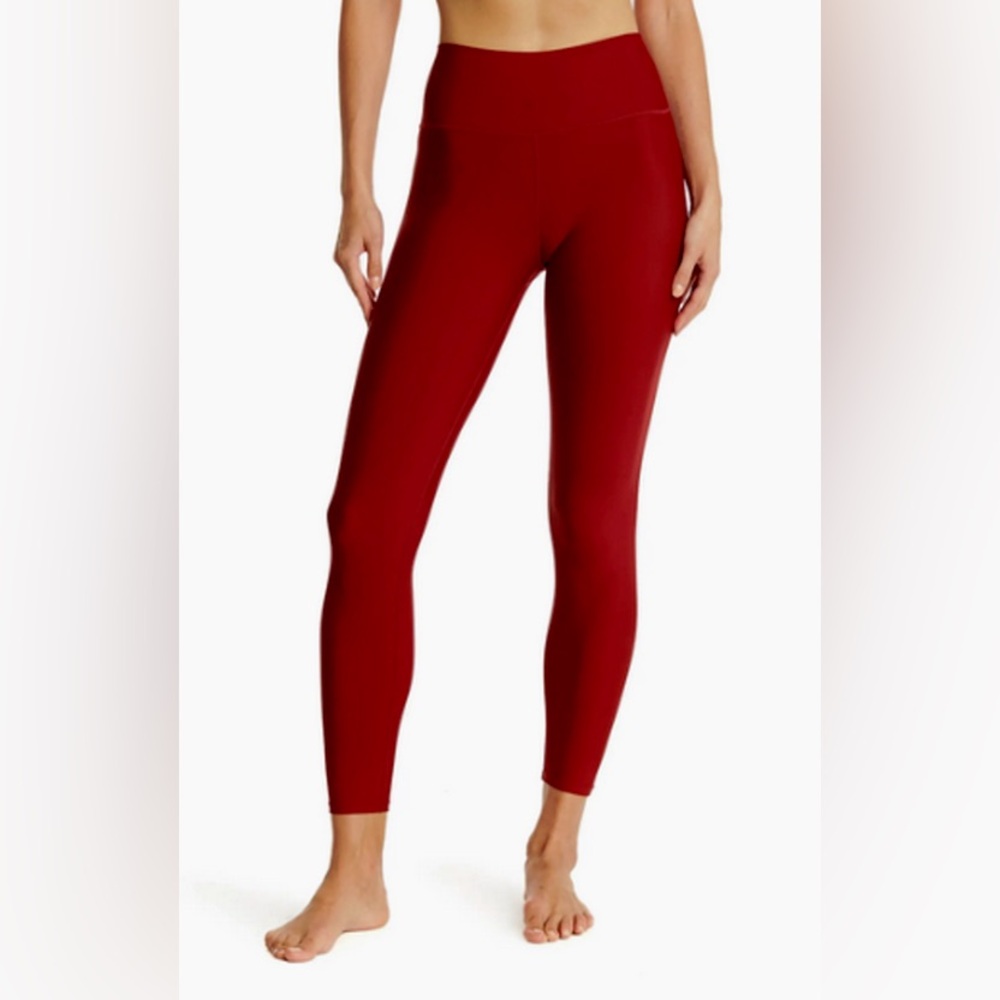 SAGE COLLECTIVE Women’s Folded Edge Waistband 7/8 Leggings COGNAC Red Sz Medium